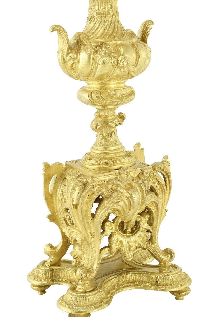 Clock And Candlestick Bronze Watchmaker: Mougin-photo-4