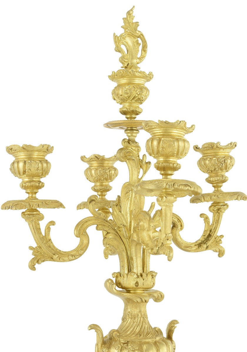 Clock And Candlestick Bronze Watchmaker: Mougin-photo-1