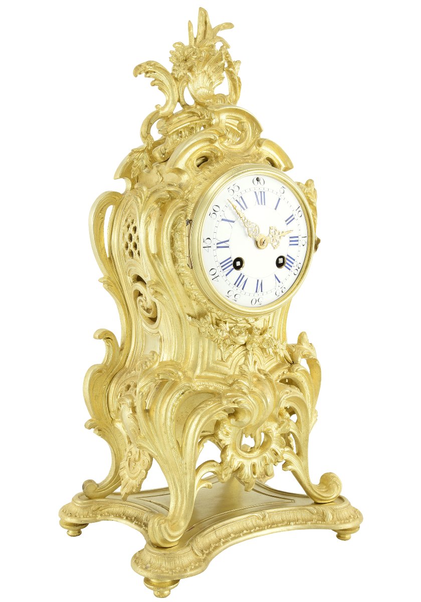 Clock And Candlestick Bronze Watchmaker: Mougin-photo-2