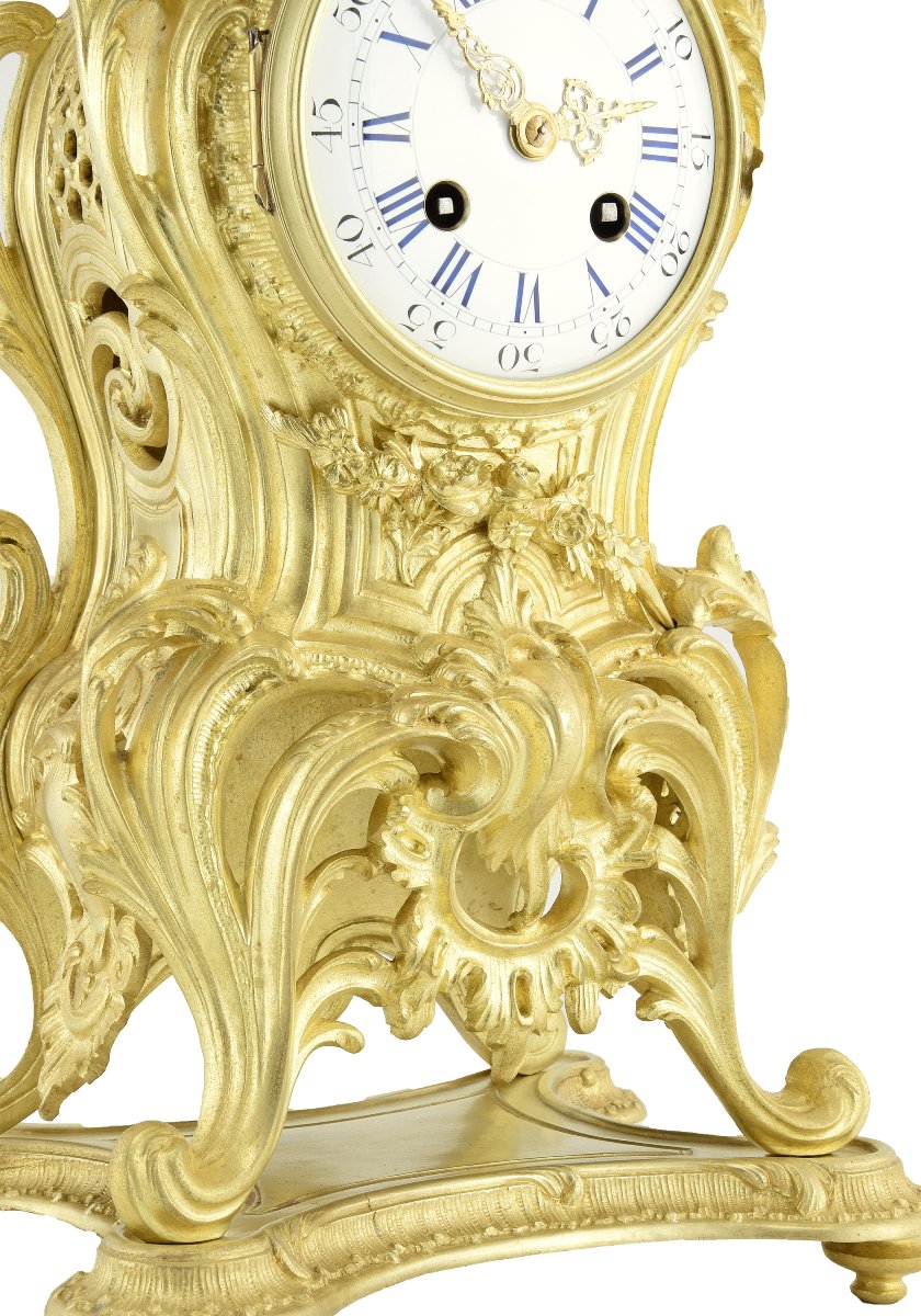 Clock And Candlestick Bronze Watchmaker: Mougin-photo-3