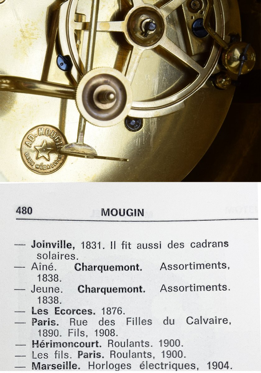 Clock And Candlestick Bronze Watchmaker: Mougin-photo-5