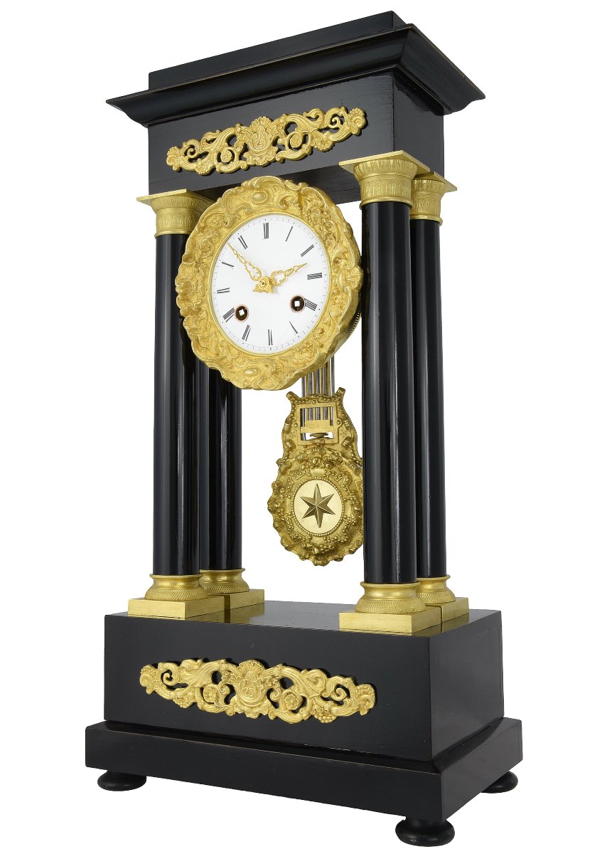 Portico Mantel Clock  Empire-style From The Napoléon III Period-photo-2