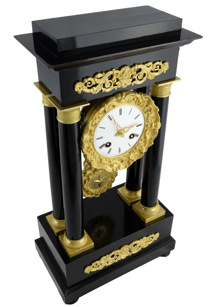 Portico Mantel Clock  Empire-style From The Napoléon III Period-photo-3
