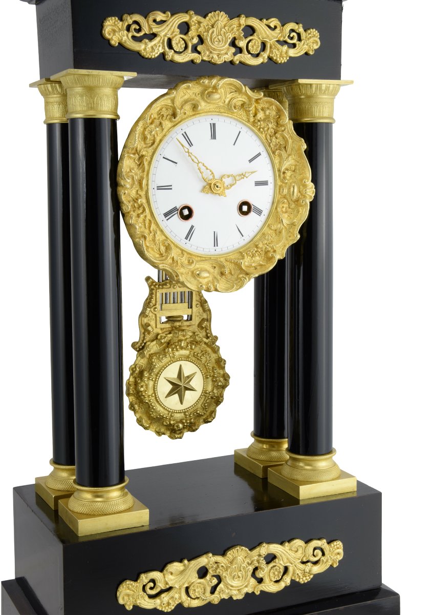 Portico Mantel Clock  Empire-style From The Napoléon III Period-photo-1