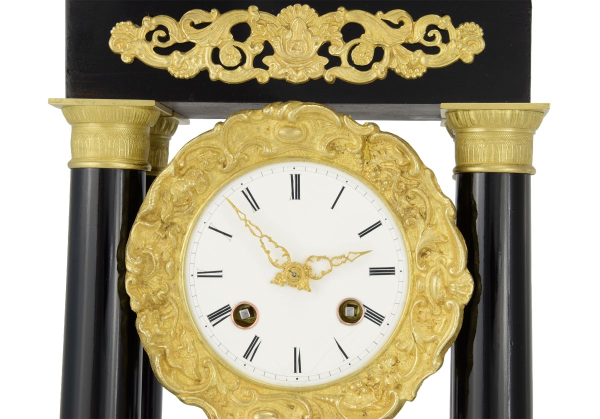 Portico Mantel Clock  Empire-style From The Napoléon III Period-photo-2