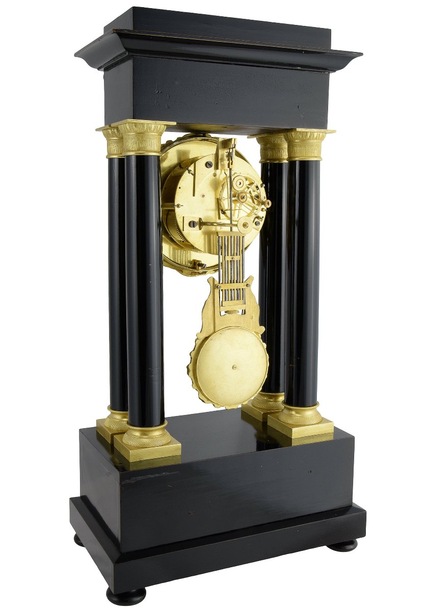 Portico Mantel Clock  Empire-style From The Napoléon III Period-photo-3