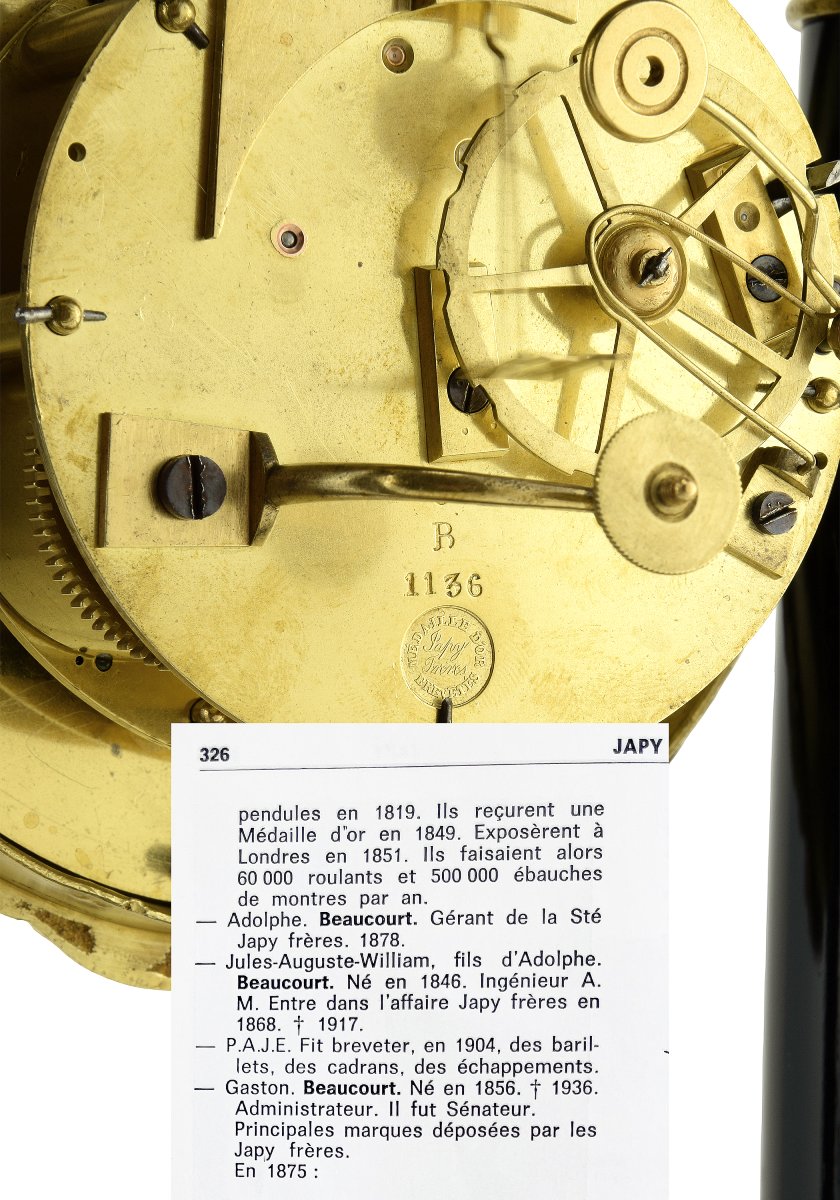 Portico Mantel Clock  Empire-style From The Napoléon III Period-photo-4