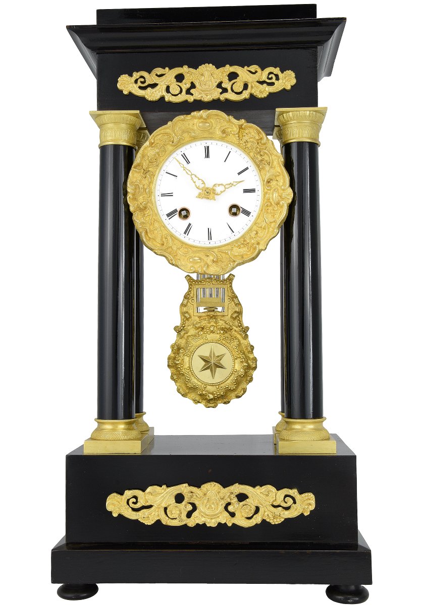 Portico Mantel Clock  Empire-style From The Napoléon III Period