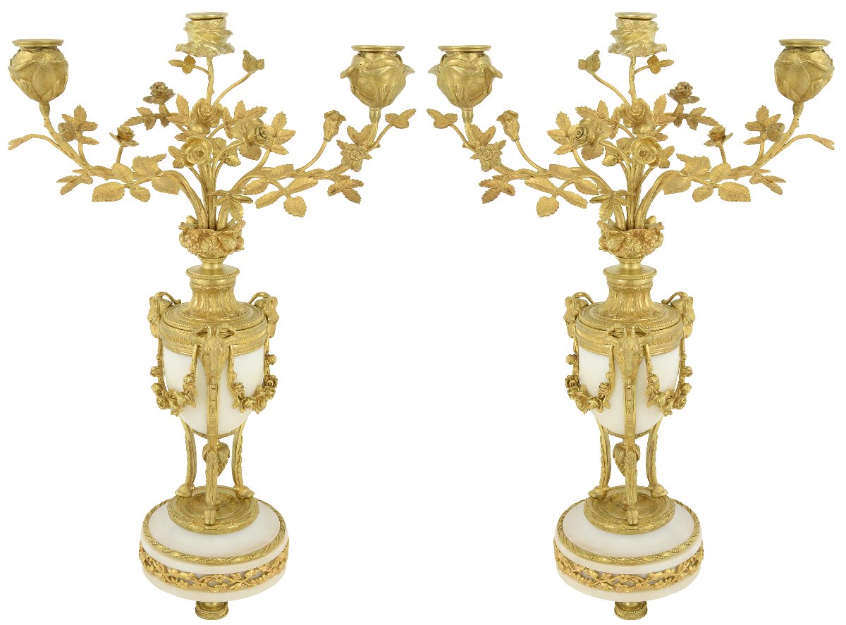 Paire de chandeliers en bouquet de fleurs-photo-2