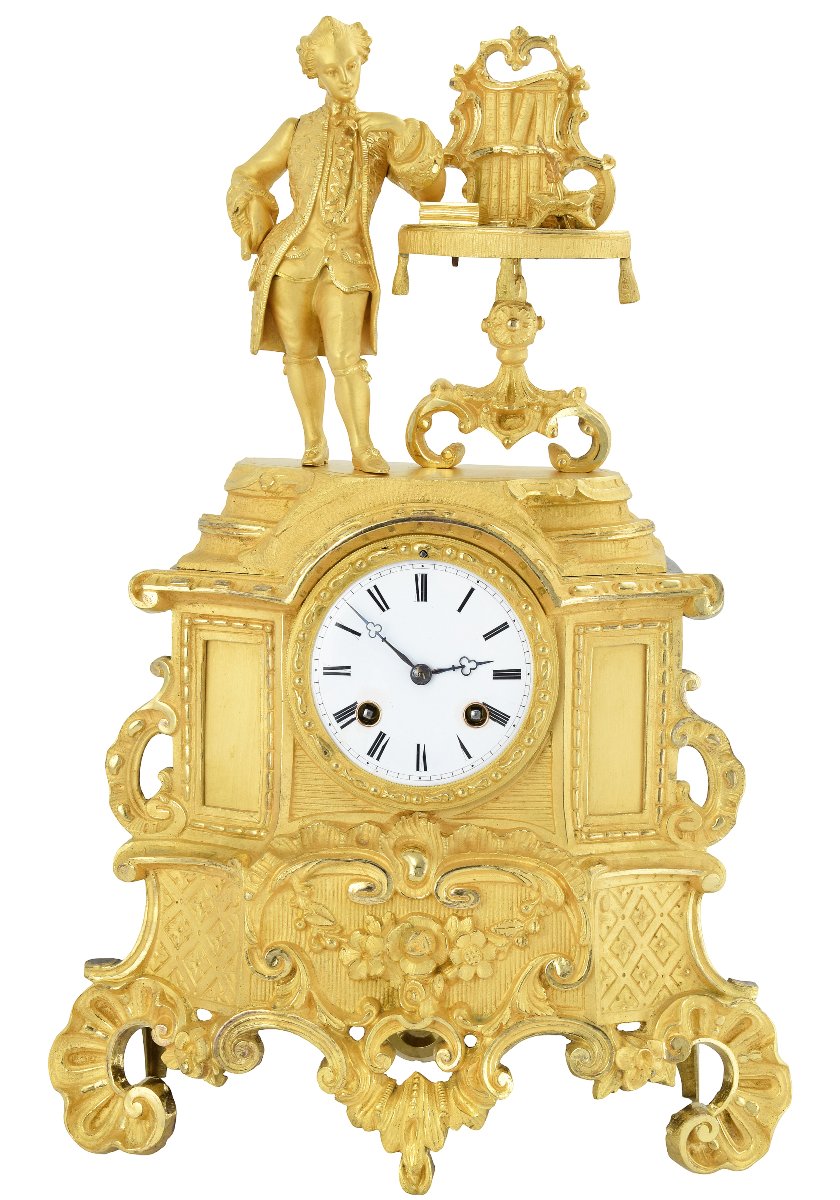Pendule bronze doré au mercure 1850-photo-2