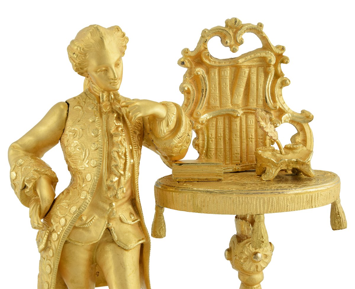 Pendule bronze doré au mercure 1850-photo-3