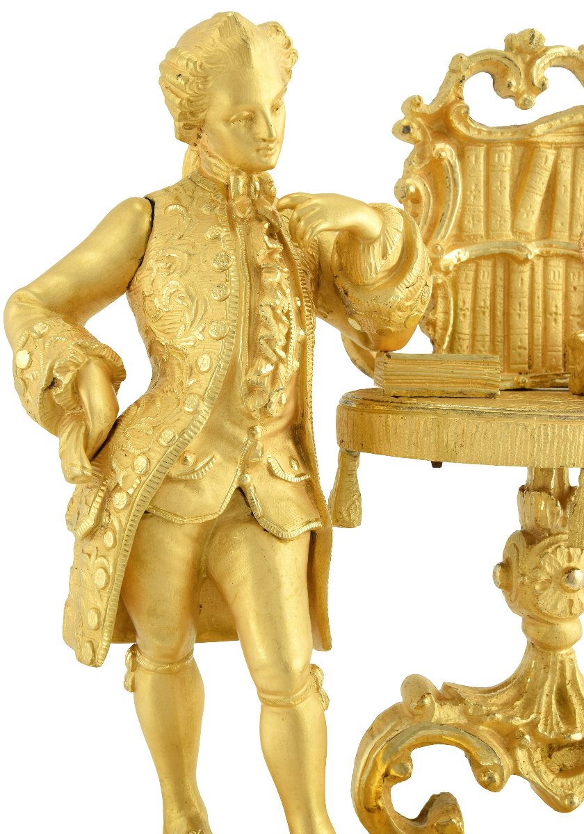 Pendule bronze doré au mercure 1850-photo-4