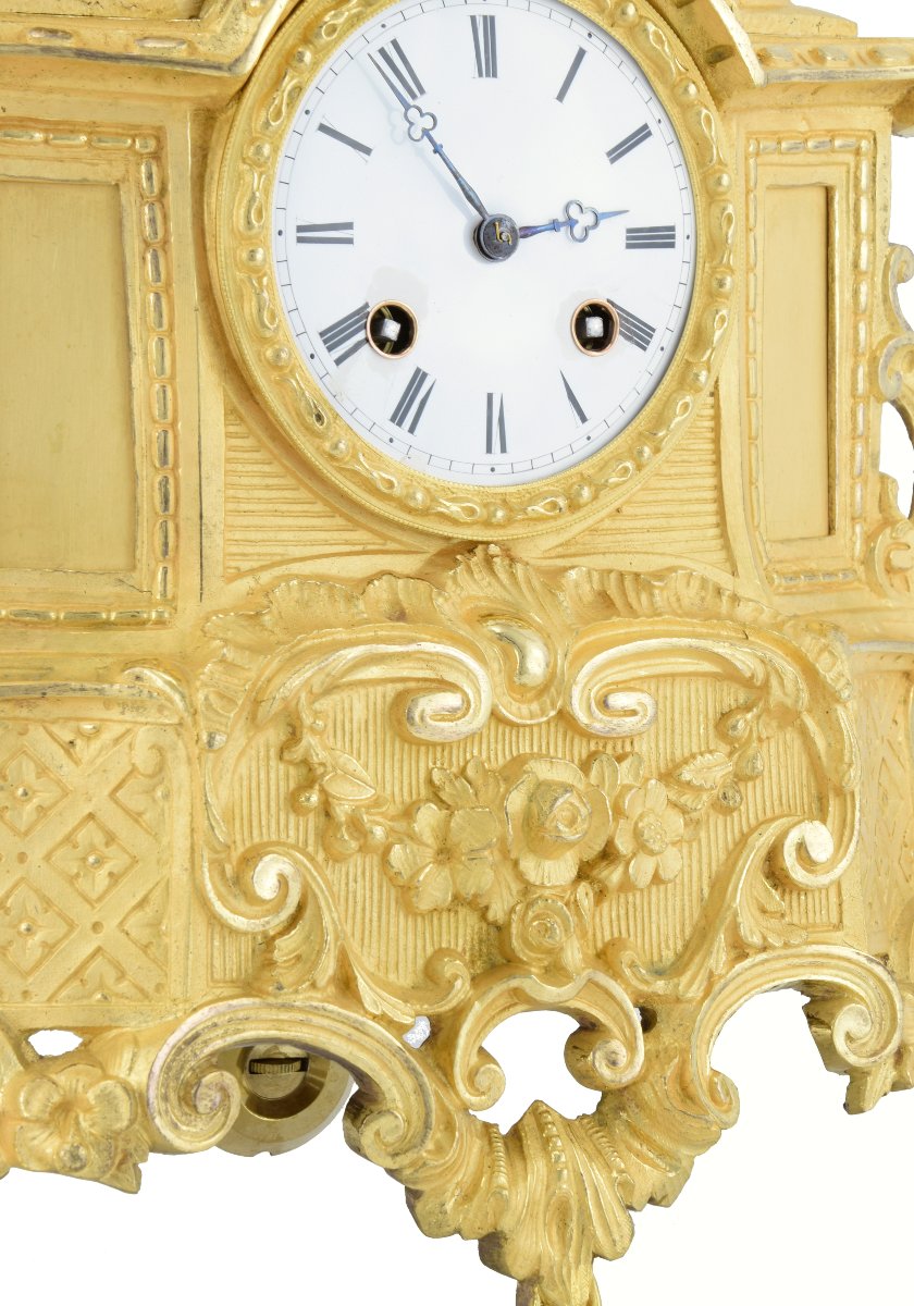 Pendule bronze doré au mercure 1850-photo-1