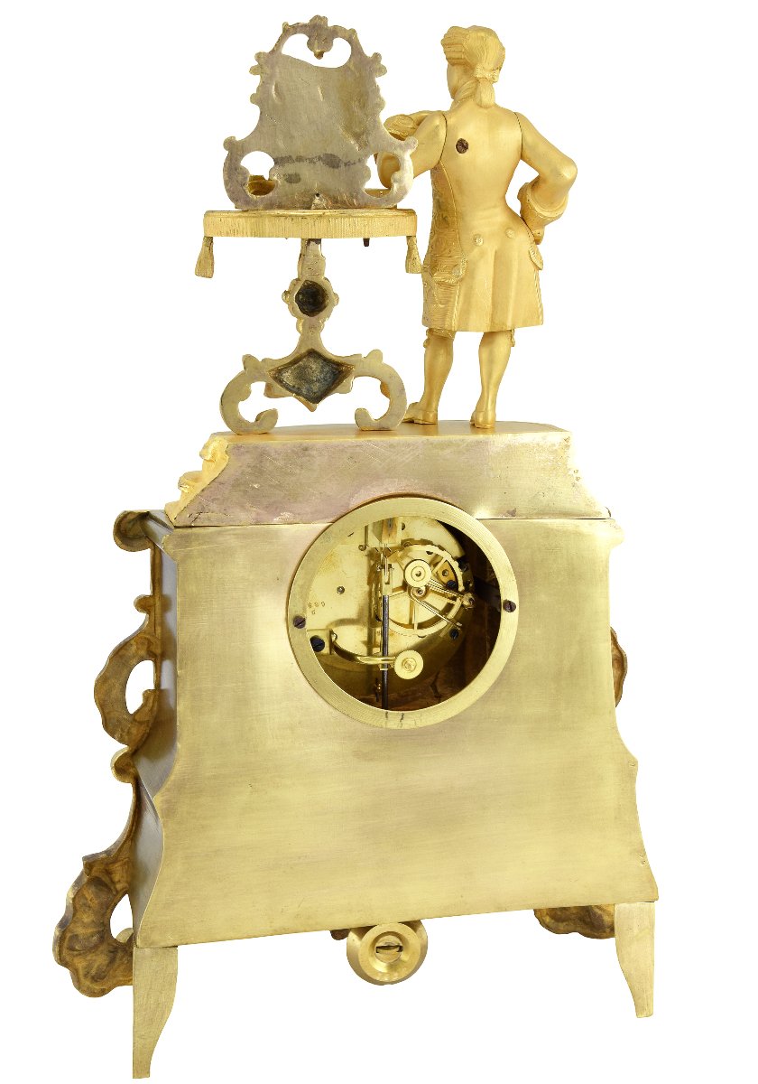 Pendule bronze doré au mercure 1850-photo-3
