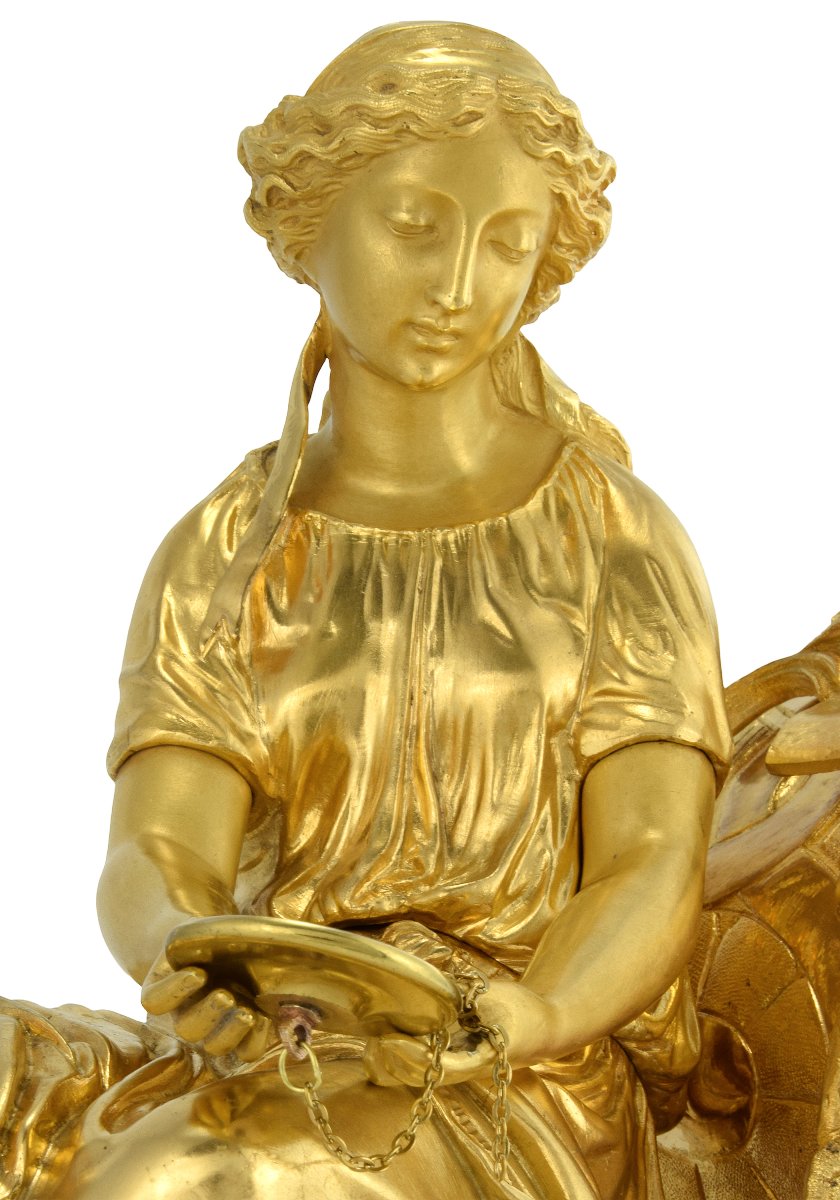 Pendule jeune femme au miroir - Roblin 1860-photo-2