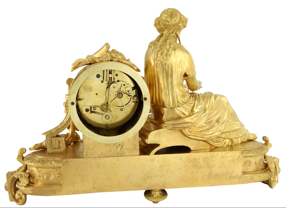Pendule jeune femme au miroir - Roblin 1860-photo-5
