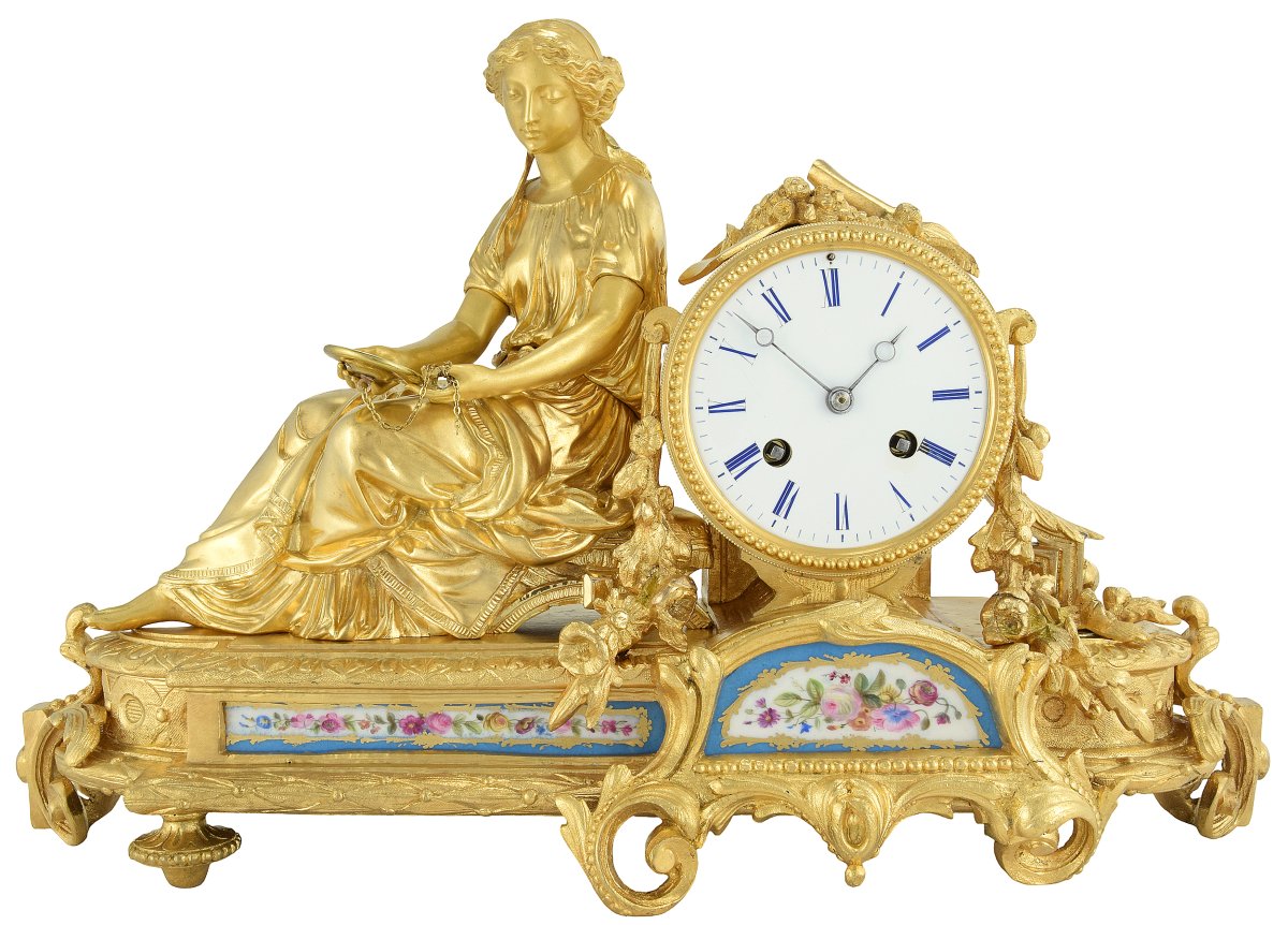 Pendule jeune femme au miroir - Roblin 1860