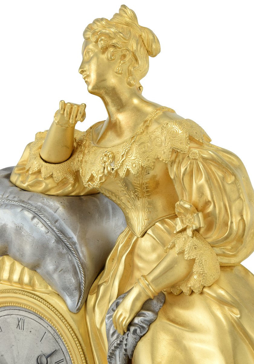 Pendule jeune femme mélancolique – Pons 1827-photo-3