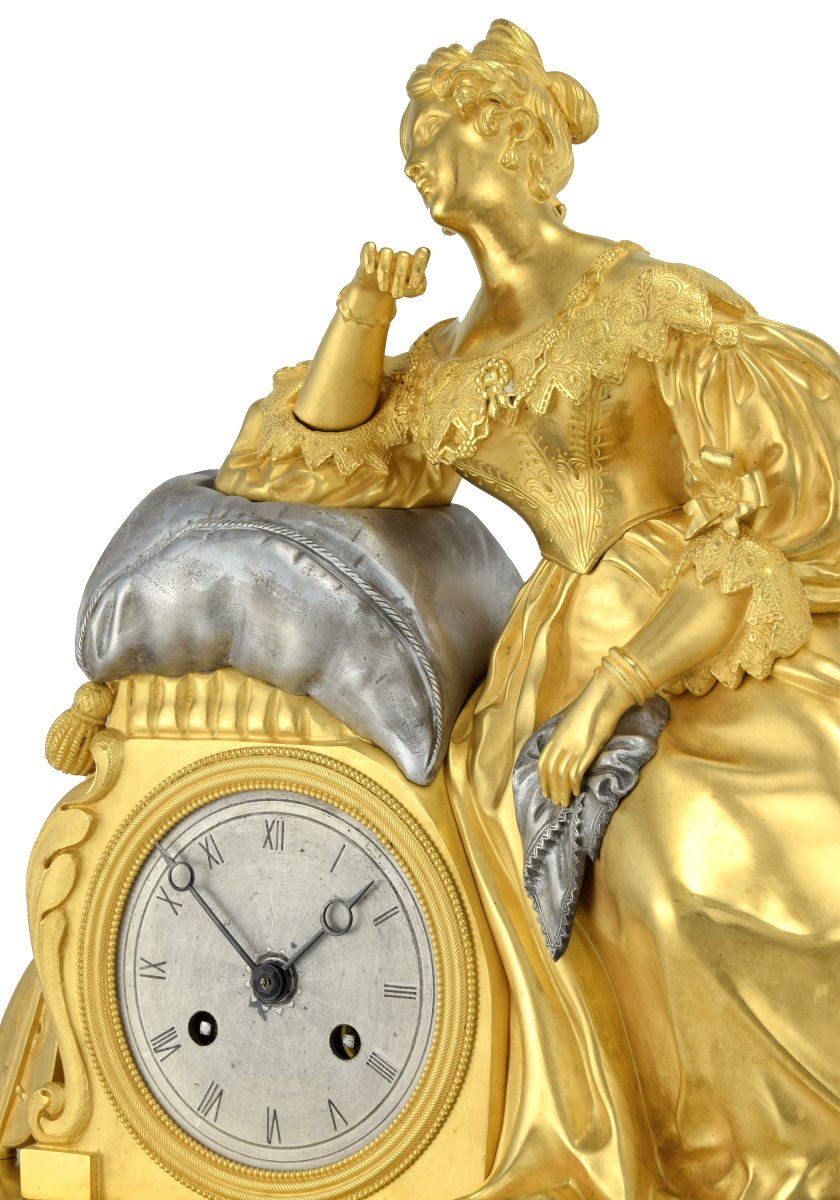 Pendule jeune femme mélancolique – Pons 1827-photo-1