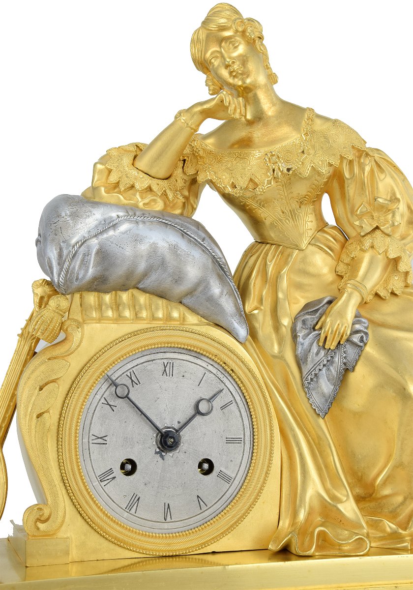Pendule jeune femme mélancolique – Pons 1827-photo-2