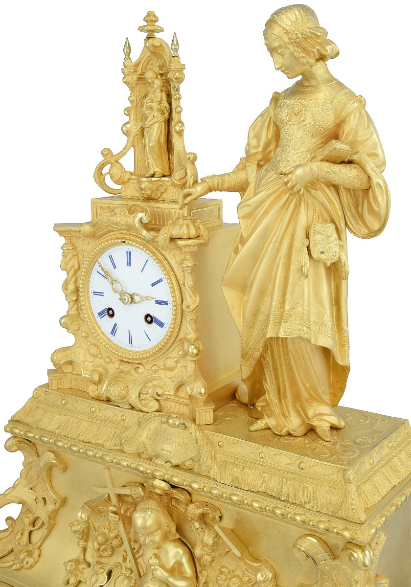 Large Clock “l’offrande” Louis-philippe Circa 1840-photo-4