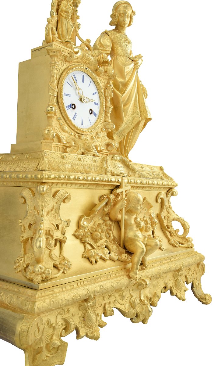 Large Clock “l’offrande” Louis-philippe Circa 1840-photo-4