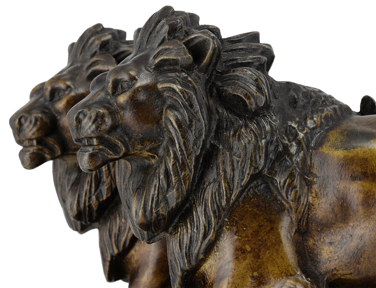 Chariot Clock Drawn By Two Lions, Early 20th Century-photo-5