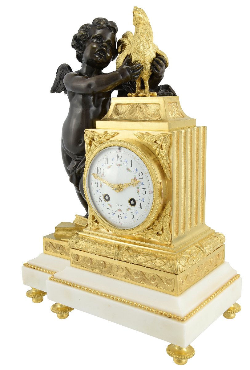 Clock With Rooster Symbol Of Pride And Vigilance-photo-2
