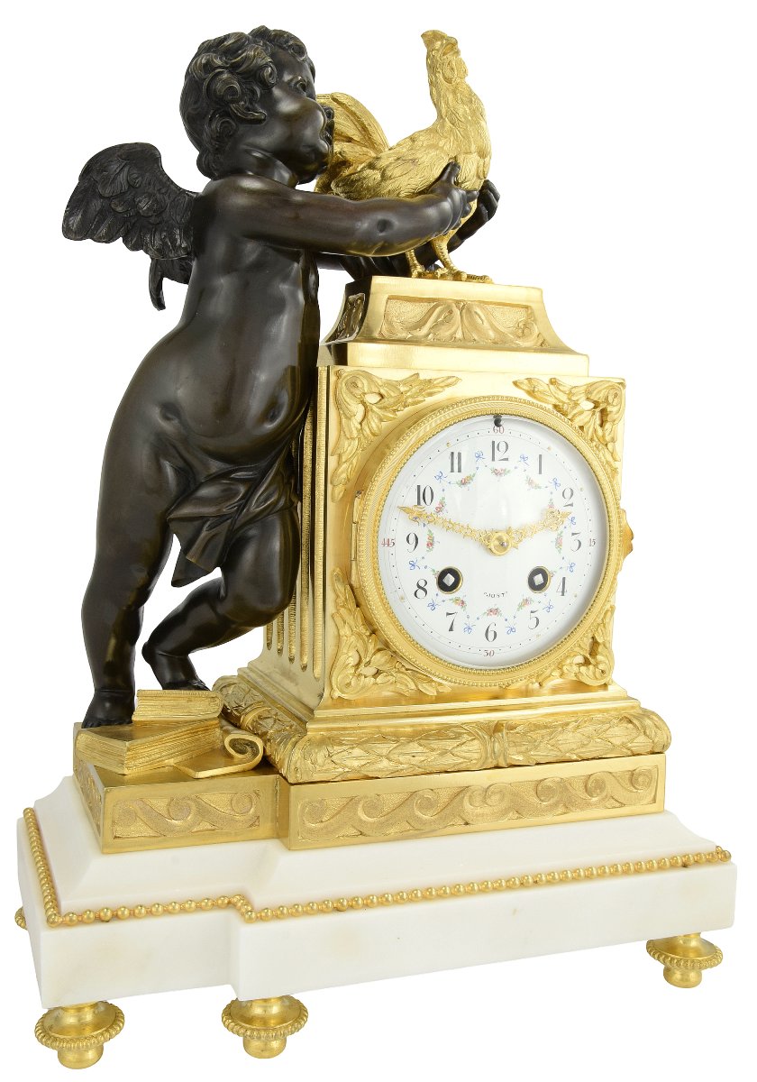 Clock With Rooster Symbol Of Pride And Vigilance