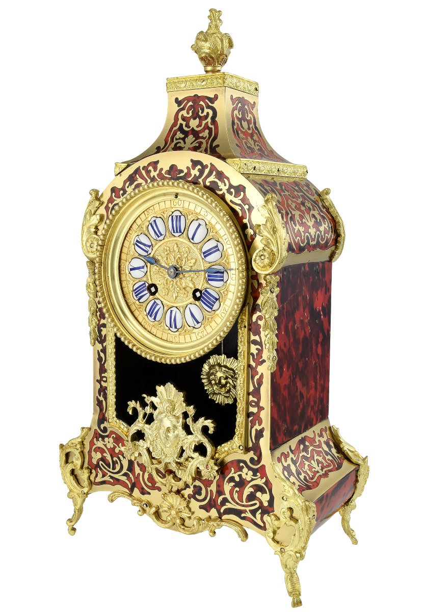 Pendule cartel en écaille de tortue Japy 1878