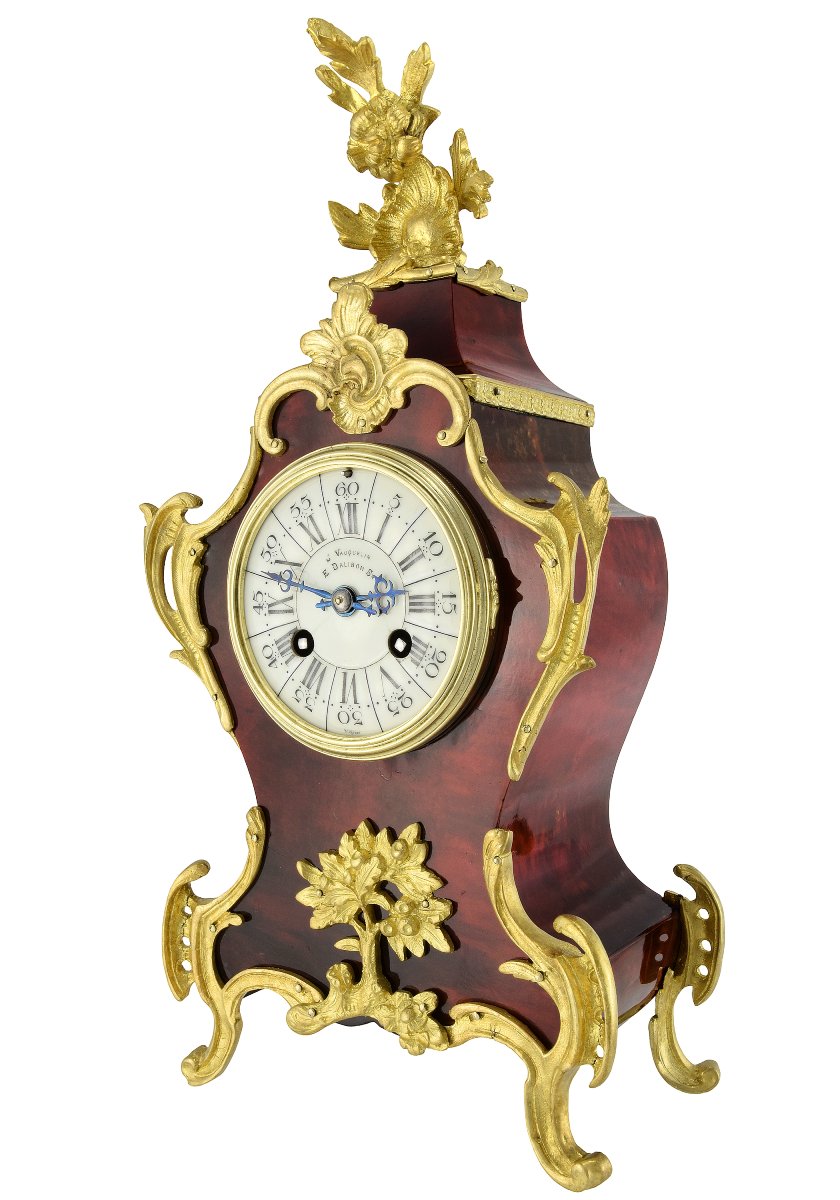 Pendule cartel en corne rouge Japy 1878-photo-2