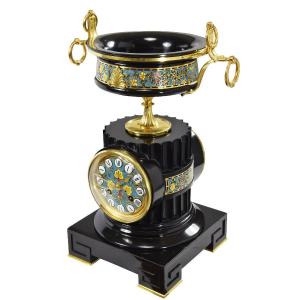 Clock Cloisonne Bronze F.barbedienne