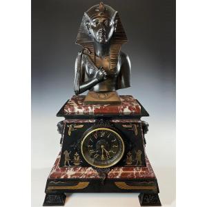  Clock "return From Egypt" Tutankhamun Bronzier Virlet 1908