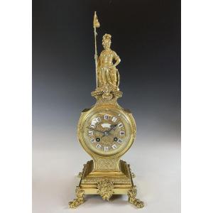 Clock In Gilt Bronze Régence Athéna