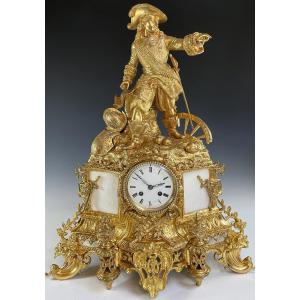 Xl Clock Musketeer Gilded Bronze Louis-phillipe 1840