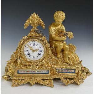 Clock To Birds In Bronze And Porcelain Napoléon III