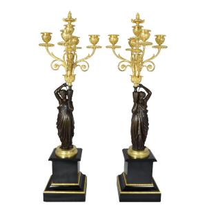 Grand candélabres Vestales Sculpteur FERRAT (1822-1882)