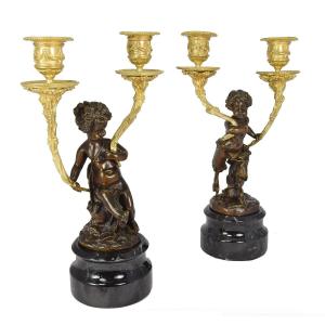 Chandeliers Nymphe et Faune Napoléon III