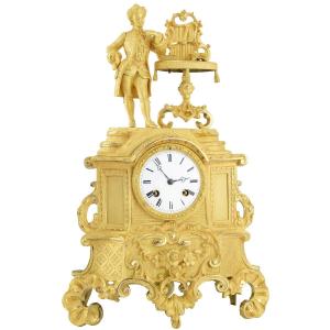 Pendule bronze doré au mercure 1850