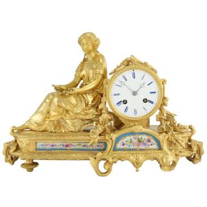 Clock Young Woman With Mirror – Roblin, Circa 1860