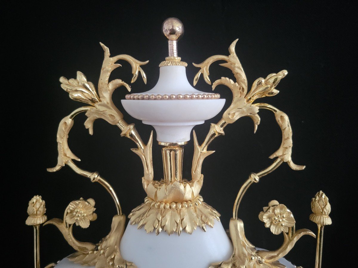 Pendule vase d'époque Louis XVI  en marbre  et bronze doré signée Lepaute Hger Du Roi-photo-4