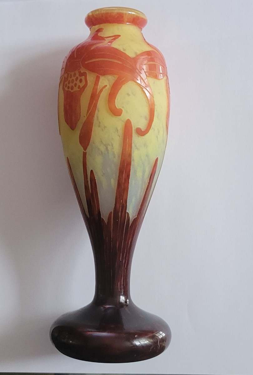 Vase " Charder /le Verre Français  "orchidées  Model"-photo-2