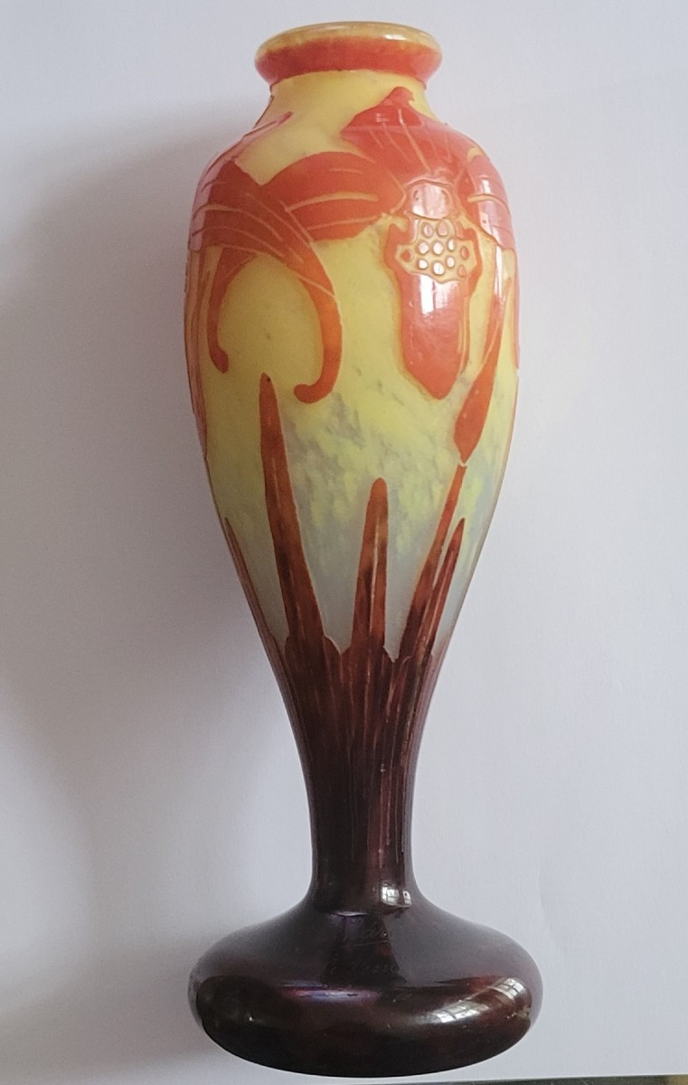 Vase " Charder /le Verre Français  "orchidées  Model"