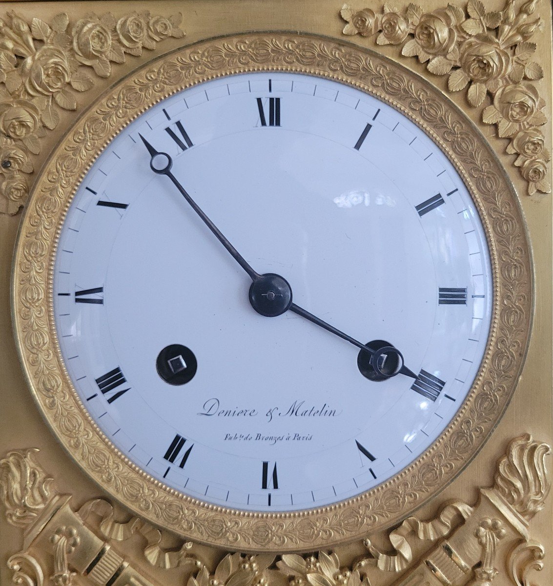 Pendule Empire en bronze doré par les bronziers  Denière et Matelin  Figurant Apollon -photo-1