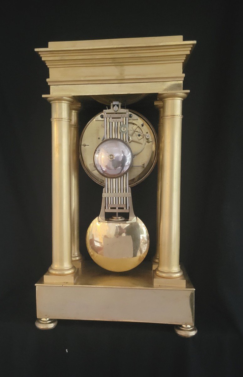 Pendule  Régulateur à seconde centrale ,à chevilles en bronze doré  signée Boulu -photo-4