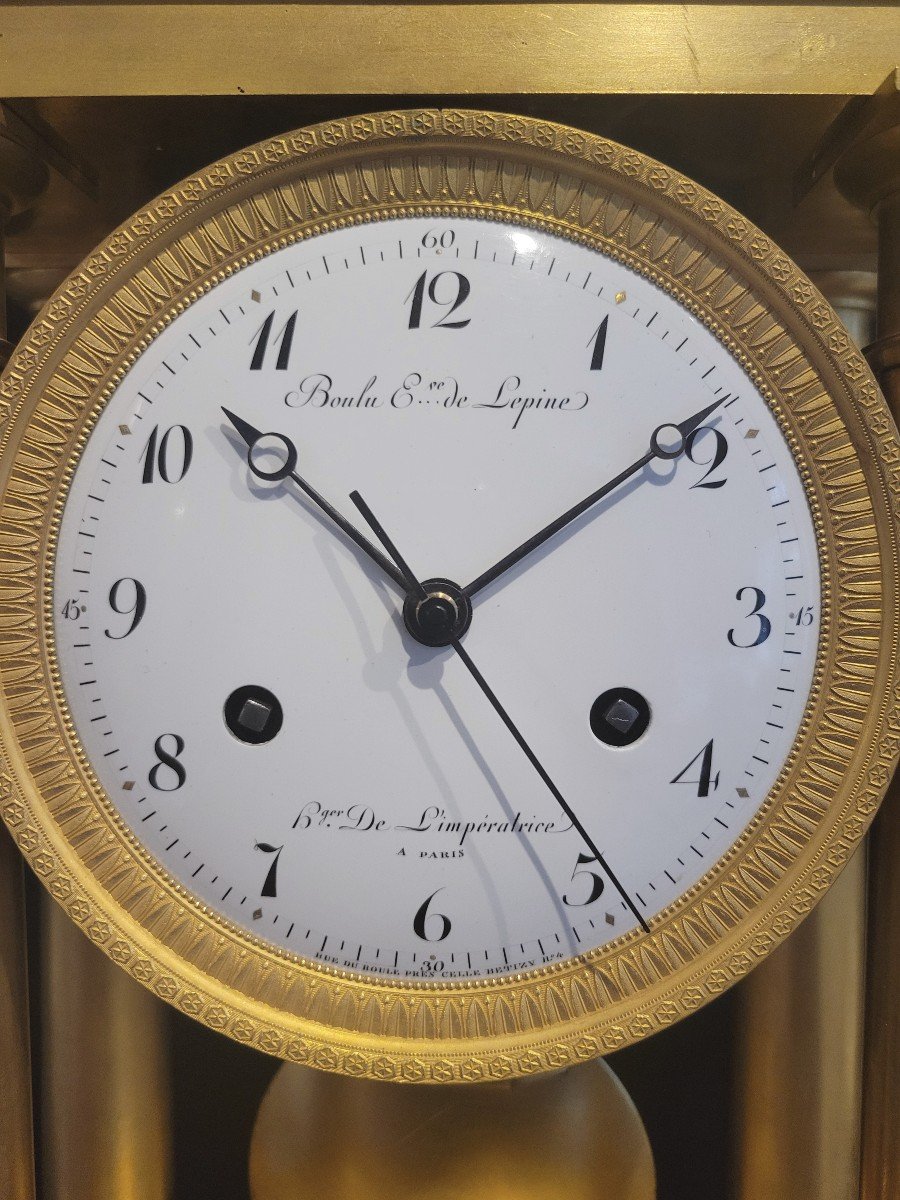 Pendule  Régulateur à seconde centrale ,à chevilles en bronze doré  signée Boulu -photo-2