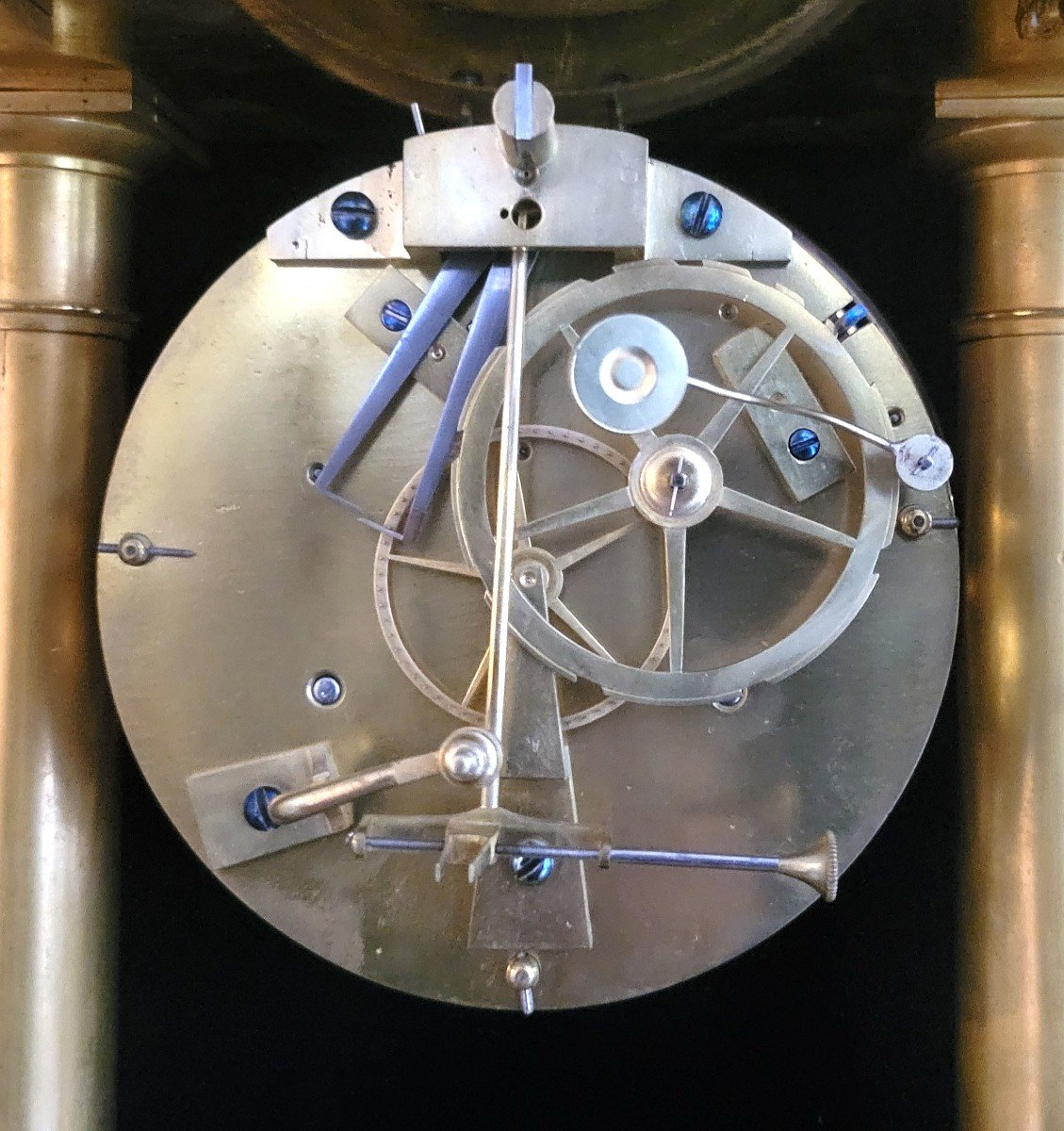 Pendule  Régulateur à seconde centrale ,à chevilles en bronze doré  signée Boulu -photo-4
