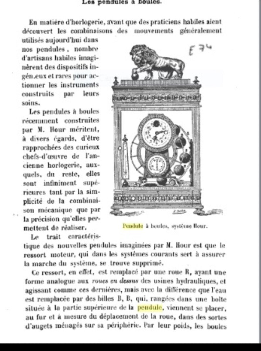 Pendule à Force Constante à Boules , ou à Billes  Vers 1900  Par Monsieur  Hour -photo-8