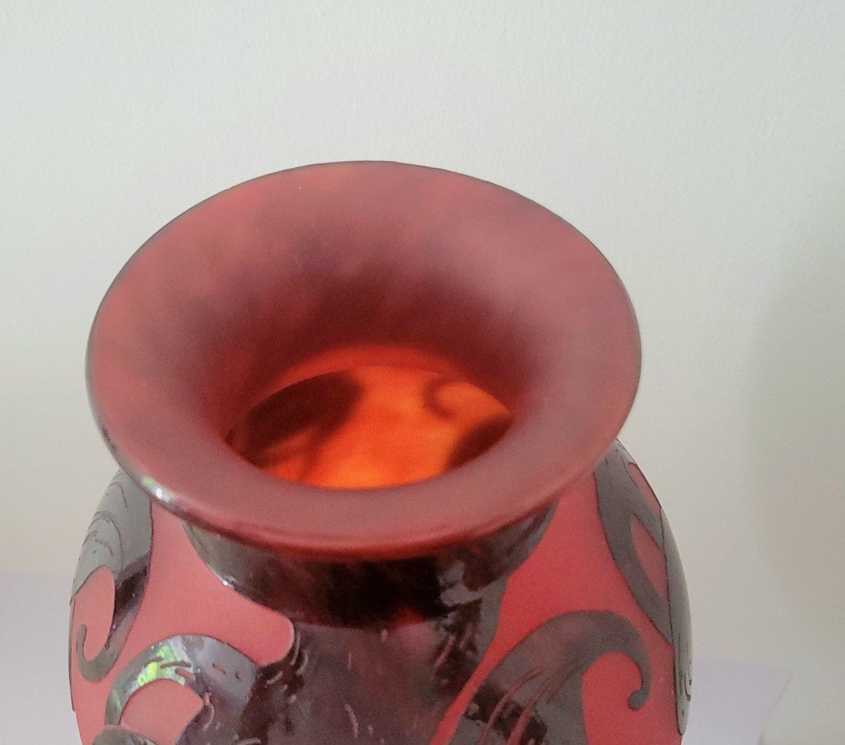  grand Vase  Modèle "Prunes" Le Verre  Français  (charles Schneider) Vers 1920-photo-3