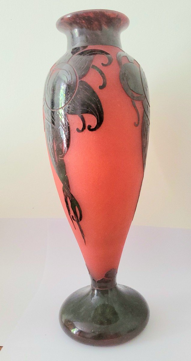  grand Vase  Modèle "Prunes" Le Verre  Français  (charles Schneider) Vers 1920-photo-4